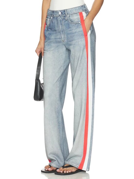 rag & bone Pants - NWT rag & bone Miramar Terry in Coney Track Stripe Printed Faux Jean Pants L